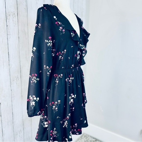 ✨ Express | Black Floral Ruffle Dress – Size Small - Picture 8 of 14